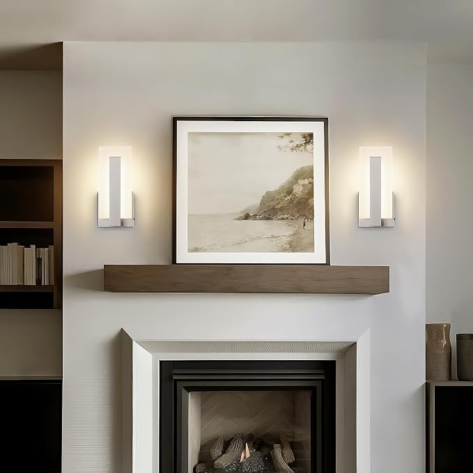 Joosenhouse Modern LED Wall Sconces, Set of Two, 5CCT Dimmable Hardwired Wall Mounted Lights, 9.76 Inch Brushed Nickel Indoor Fixtures for Hallway, Bedroom, Study, Living Room, ETL Listed
