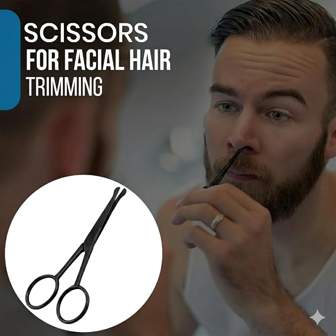 Nose Hair Scissors for Men & Women with Pouch Rounded Tip Scissor Blunt Nose Scissors Round Tip Scissor for Grooming Men Small Scissor for Nose Hair