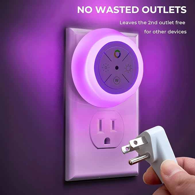 Dawnrise Night Lights Plug Into Wall with 12-Color Changing, 4 Pack | Dusk to Dawn Sensor Led Plug in Night Light Dimmable for Bedroom, Stairs, Kitchen, Hallway, Utility Room, Kids Room