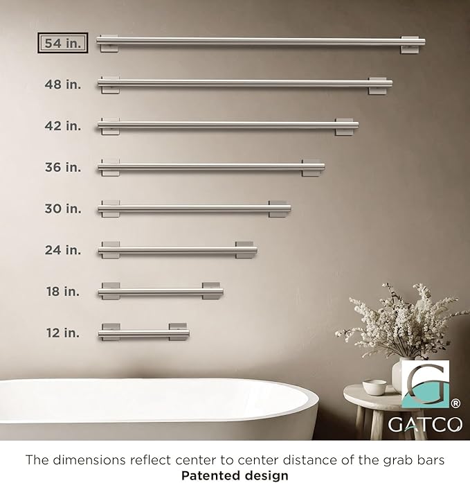 Elevate 54" L Grab Bar, Satin Nickel