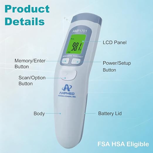 Medical Grade No-Touch Forehead Thermometer | For Adults, Kids, Baby, Non-Contact Digital Infrared Fever Detection