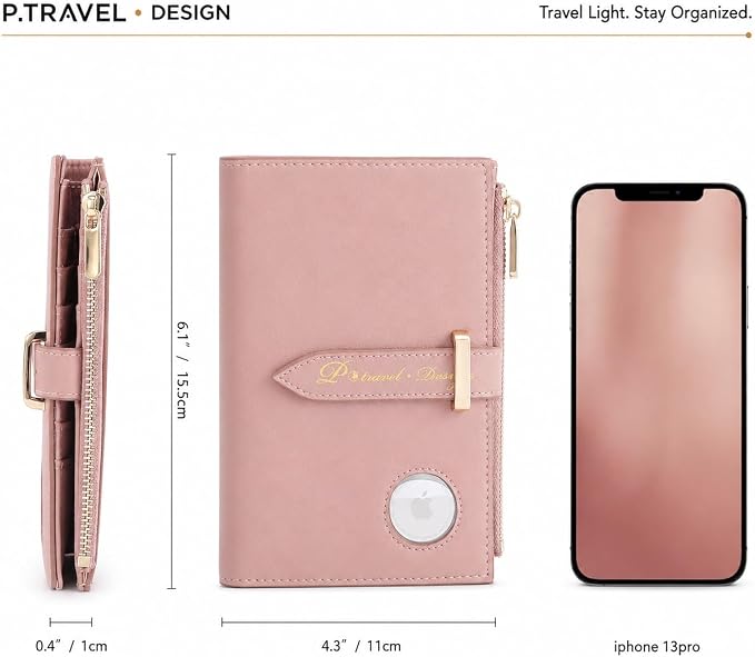 Passport Holder for Family,RFID Travel Document Organizer for Women,RFID Passport Wallet with Airtag Holder,Family Passport Protector Case, Anti-Lost Travel Essentials