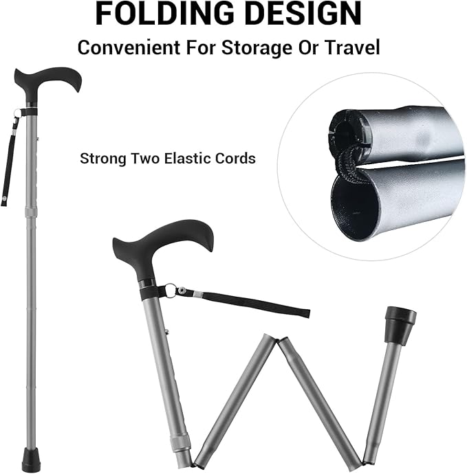 Walking Cane - Collapsible Adjustable Folding Canes for Men & Women, Walking Stick with for Seniors & Adults