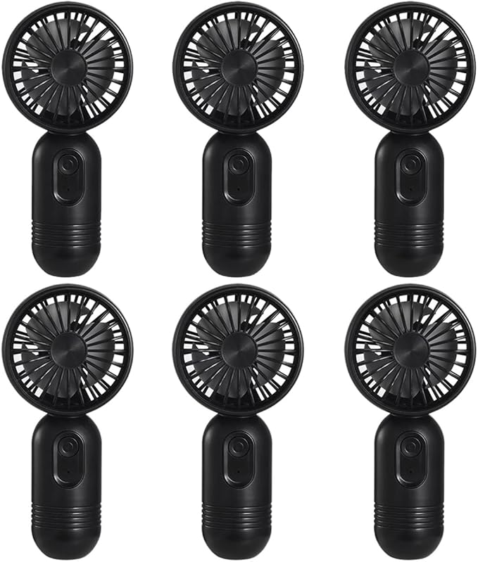 JODNO Mini Portable Fan 6 Pack, Cute Handheld Battery Operated Lightweight Small Personal Fans with 3 Speeds and USB Rechargeable Eyelash Fan for Women Men Office Outdoor Travel Camping