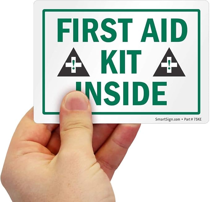SmartSign "First Aid Kit Inside" Label | 3.5" x 5" Laminated Vinyl