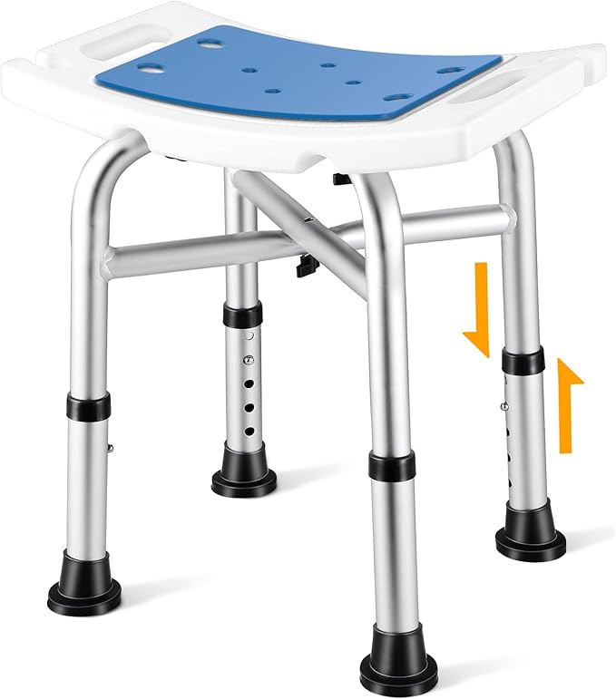 Heavy Duty Shower Chair for Inside Shower, 500 lbs Adjustable Shower Stool with Anti-Slip Suction Feet, Bathroom Bench Seat for Elderly and Adults, 3-Min Quick Assembly