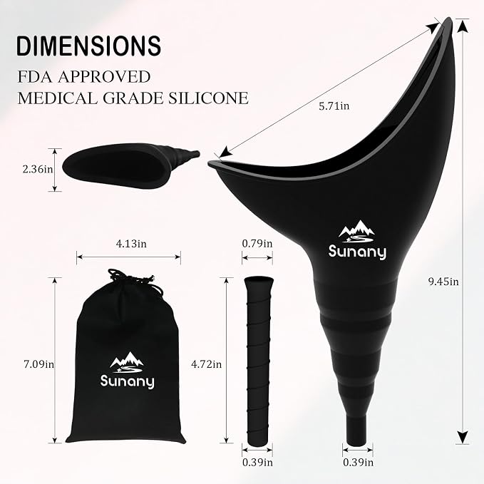 Female Urination Device, Reusable Female Urinal Silicone Women Pee Funnel | Women to Pee Standing Up, The Perfect Companion for Camping,Travel travel outdoor, folds compact, easy rinse