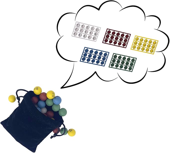 JUNWRROW Deluxe Bingo Game Set-6 Inch Metal Cage, Master Board,75 Colored Balls, 50 Bingo Cards,500 6 Color Mix Chips and 2 Bags,Ideal for Large Groups
