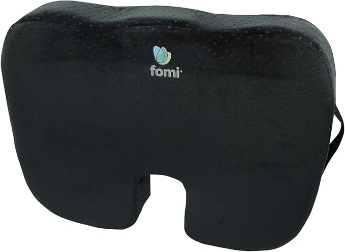 FOMI Extra Wide and Thick Firm Coccyx Seat Cushion | 20” x 16” x 3.5” | Large Black Orthopedic Memory Foam Pad for Car or Truck Seat, Office Chair, Wheelchair | Back Pain Relief