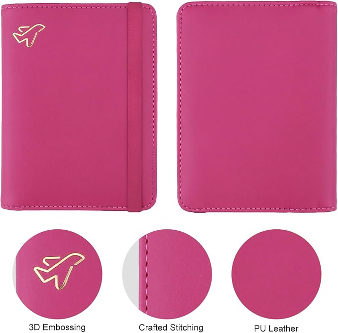 WALNEW Passport Holder for Travel, RFID Passport Cover Wallet for Women Men, PU Leather Passport Book Card Holder Case with Pen, Travelling Essentials for Flying | PU Leather Passport Cover Case with Pen Holder, Travel Must Haves Accessories, Passport ...