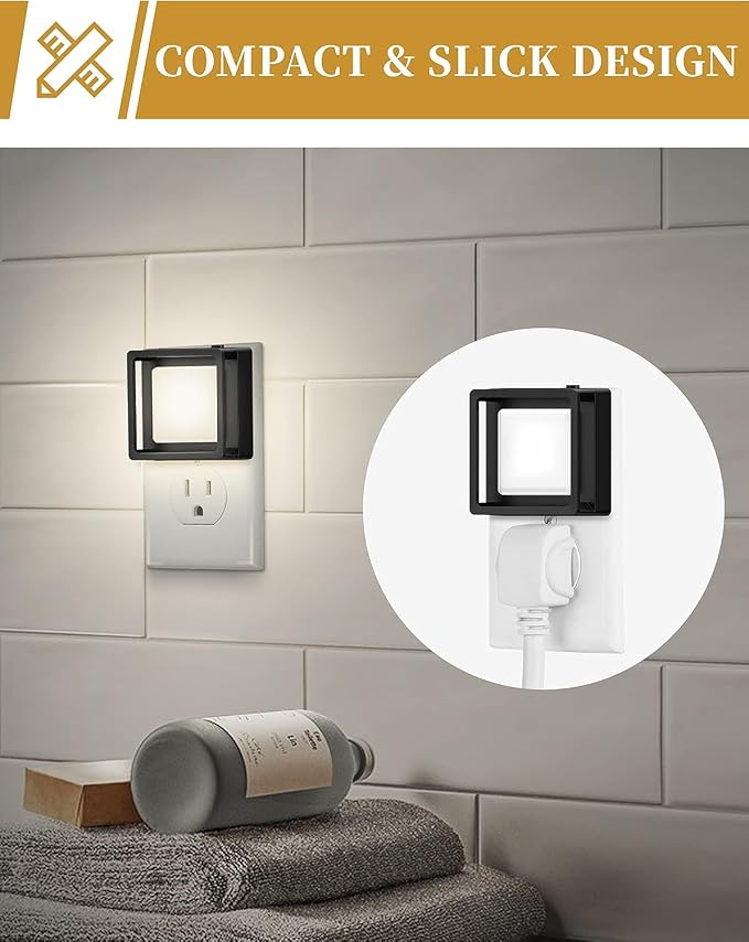 Night Light [2 Pack],LED Night Light with Dusk to Dawn Sensor | Night Lights Plug Into Wall,Adjustable Brightness,Nightlights for Adults Bedroom Bathroom Kitchen,Daylight White 5000k