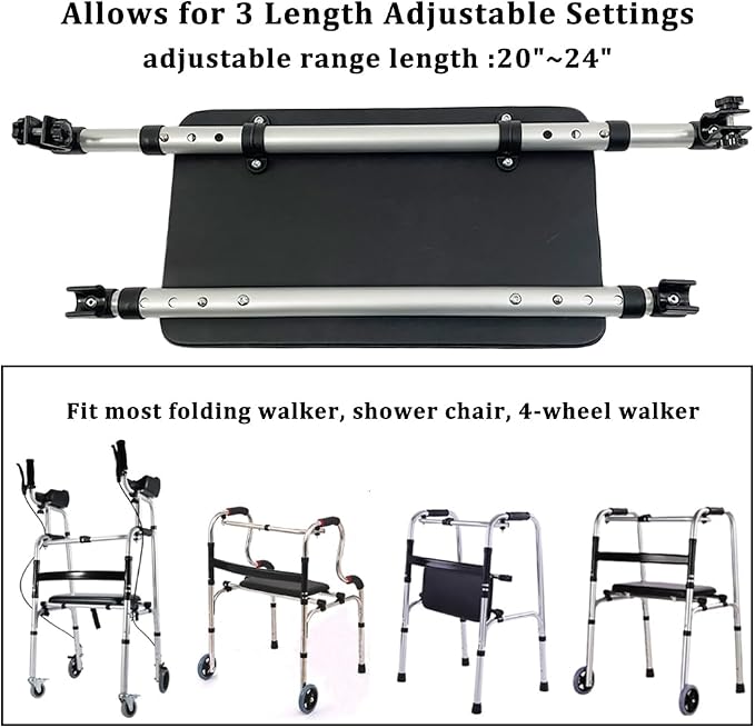 Walker Rest Seat for Attachable Seat Folding Walker, Maximum Weight Capacity of 250 Pounds, Adjustable Range:20"~24" (B)