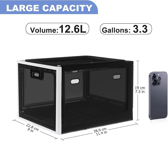 Medication Lock Box with Combination, Large Lockable Storage Box for Medicine, Snacks, Phone Jail, Food, Childproof First Aid Locked Cabinet, Organizer for Refrigerator, Office, School, Home