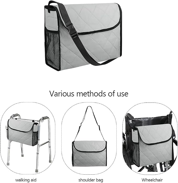 Wheelchair Backpack Bag Walker Suspension Bag Walking Aid Storage Organizers with Adjustable Straps Wheelchair Accessories Pouch for Seniors Disabled