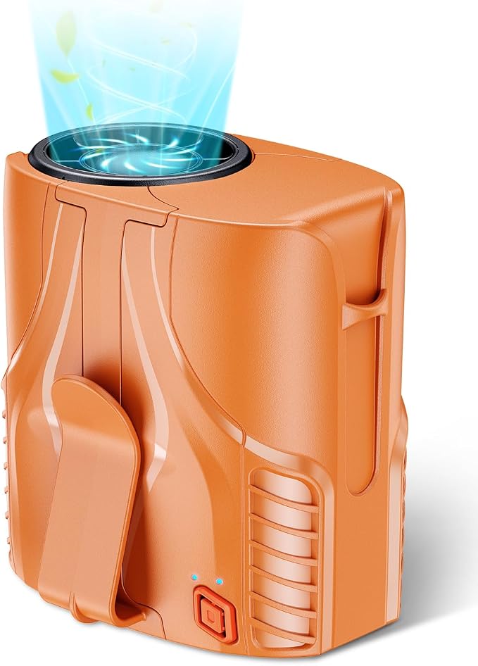 Portable Personal Waist Fan& Neck Fan, 14000RPM Brushless Motor, 40H Runtime Rechargeable, 6-Speed Quiet Operation, Clip-On Personal Body Cooling for Camping/Worksites/Outdoor