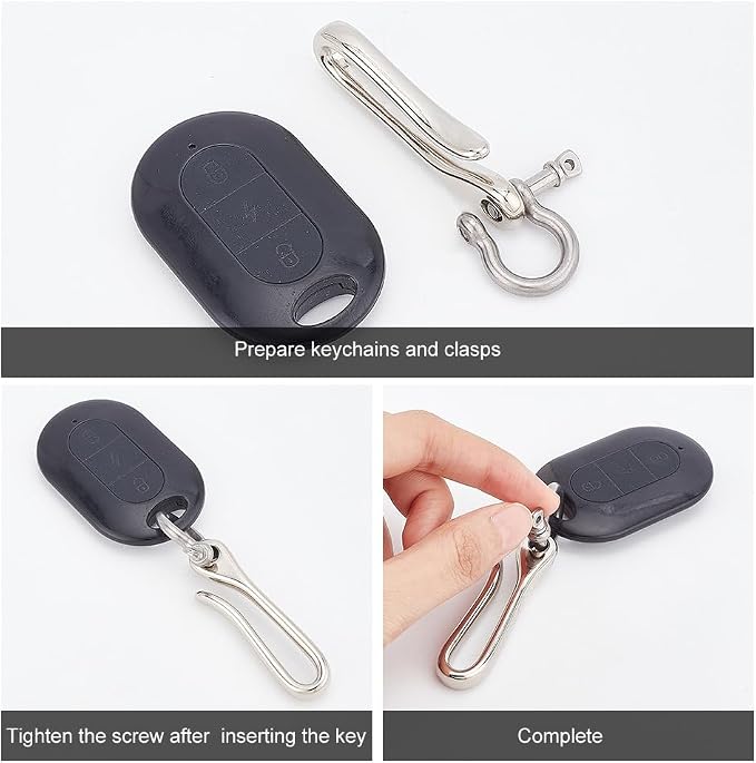 PH PandaHall Platinum Keychain, Brass U-Shape Hook Keychain with D Ring, Heavy Duty Car Key Holder for Men Women