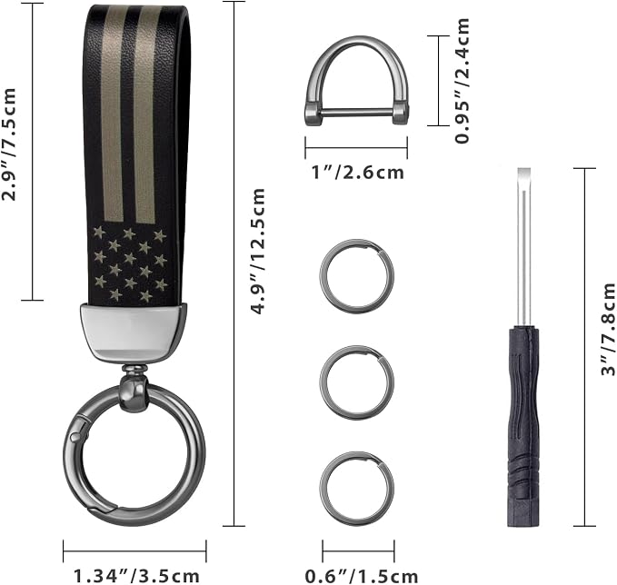 OHKYOOT Leather Car Keychain for Home Car Keys | Carabiner Clip Key Fob Keychain for Women Men,Car Key Holder with 3 Key Ring and Anti-Lost D Ring