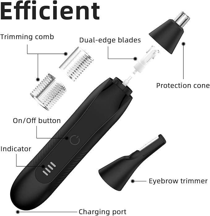 Nose Hair Trimmers for Men,Rechargeable Eyebrow Trimmer 2 in 1 Painless Multifunctional Ear and Nose Hair Trimmer with Dual Edge Blades Portable Design Z02