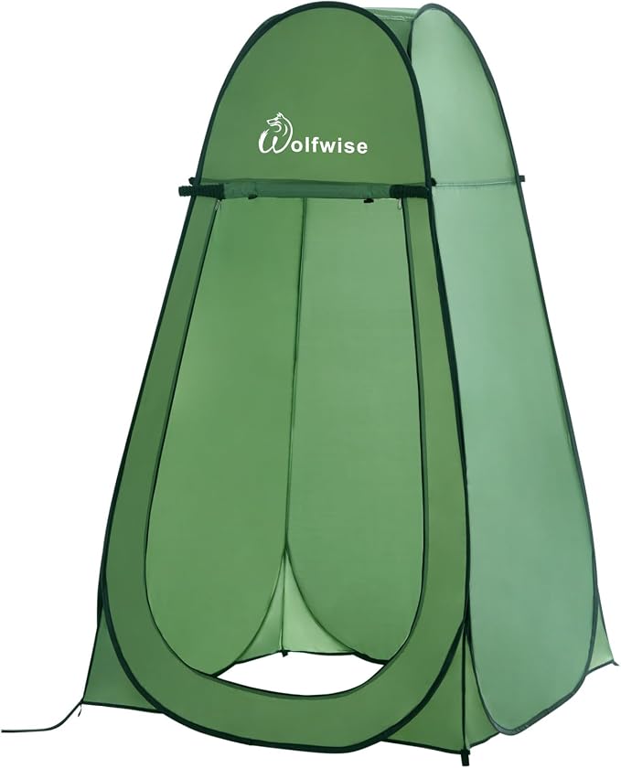WolfWise Pop Up Shower Tent for Camping Essentials, Compact & Lightweight | Portable Instant Changing Tent with Window & Carry Bag, Privacy Dressing Room Bathroom for Outdoor, 6'3"/6'11" H