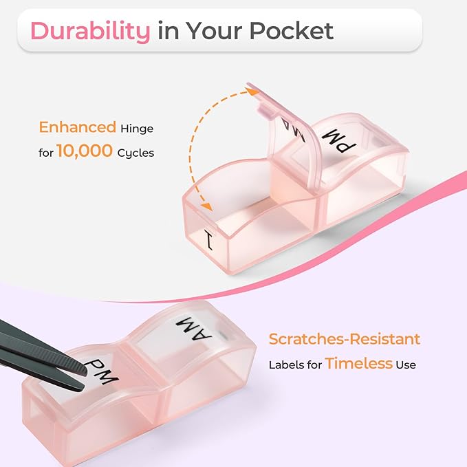 Monthly Pill Organizer 2 Times a Day, one Month Pill Box AM PM, 30 Day Pill Case Small Compartments to Hold Vitamin and Travel Medicine Organizer, 31 Day Pill Organizer, 4 Week Pill Cases（Pink）