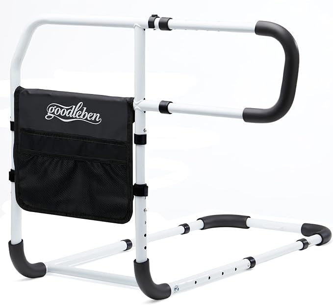 Bed Rails for Elderly Adults, Adjustable Bed Assist Rails for Seniors with Non-Slip Handle & Storage Pocket, Bed Assist Bar Supports up to 350 Lbs, Fits Twin/Full/Queen/King Beds