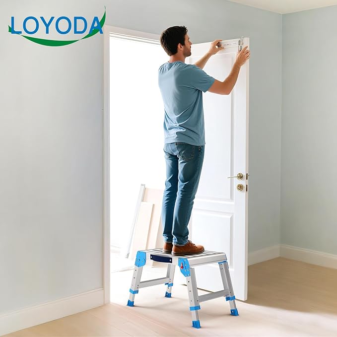Work Platform 600 Lbs, Foldind Step Stool with One-Touch Automatic Fold, 3 Height Adjustment Step Platform, Perfect for RV Cleaning, Home Painting and Reaching High Places, Standard