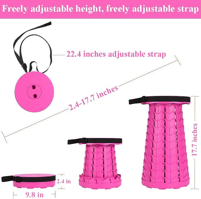 Fishboy Upgraded Collapsible Stool, 400lbs Max Weight, Lightweight But Sturdy, Portable Retractable Folding Telescoping Foldable Camping Stool for Adults Outdoor Fishing Hiking BBQ