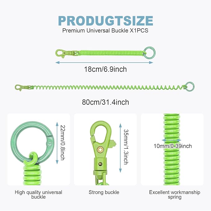 Spiral Coil Spring Keychain, Anti-lost Key Chain Holder Lanyard Cord with Lobster Clasp