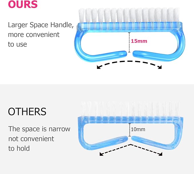 Larbois Handle Grip Nail Brush, Hand Fingernail Brush Cleaner Scrubbing Kit Pedicure for Toes and Nails Men Women (4 Pack)