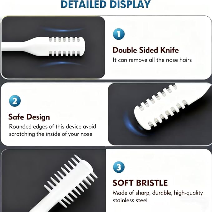 5-Pcs Nose Hair Trimmer 2-in-1, 2026 New Double-Sided 360° Rotating Manual Nasal Hair Cutter, Portable Nose Trimmer for Men & Women, Reusable Easy-to-Clean Hair Remover