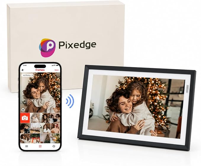 Frameo 10.1 in Smart WiFi Digital Photo Frame Electronic Picture Frame Slideshow Send Photos,32GB Ultra-Large Storage High Definition Display IPS Touch Screen Picture Frame