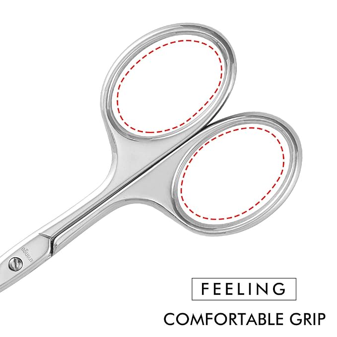 LIVINGO 3.75" Rounded Curved Nose Hair Scissors, Premium Stainless Steel Safety Small Blades Use for Manicure Cuticle Trimming Facial Hair, Eyebrow, Dry Skin (Pack of 2)
