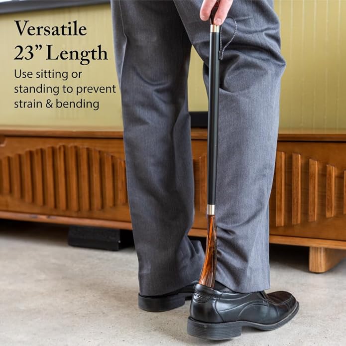 FootFitter 23” Shoe Horn, Premium Long Length Shoe Aid (Made in Italy) | Elegant Tall Build & Premium Crafted Shoehorn to Ease Heel Entry & Protect Shoe Structure, Daily Comfort & Quick On‑Off Use