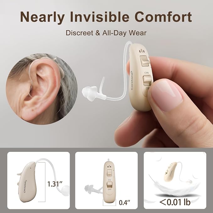 Ceretone Behind-the-Ear Hearing Aids, OTC Hearing Aids Rechargeable for Seniors with Superior Sound, Discreet & Light Weight, Great Gift