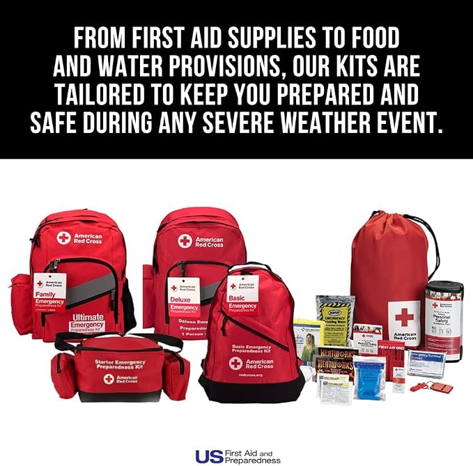 American Red Cross Officially Licensed Product, Deluxe Auto First Aid Kit, 138 Piece Emergency Medical Supplies to Treat Minor Injuries, Keep Warm, and Signal for Help