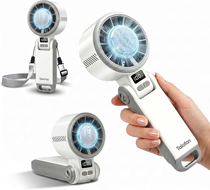 Portable Handheld Fan with Semiconductor Ice Cooling, [Instant Ice Relief], 4000mAh Rechargeable Mini Personal Fan, 5 Speeds, Quiet USB Travel Fan for Outdoor, Commuting, Summer Heat