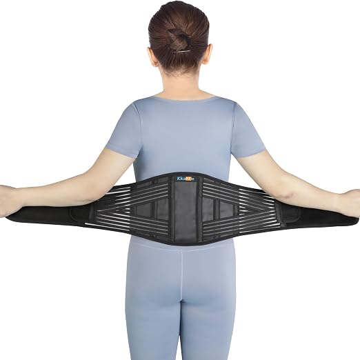 Back Brace for Lower Back Pain Relief,Back Support Belt for Men & Women | 6 Stainless Steel Spring Lumbar Support Belt For Herniated Disc and Sciatica，Four 2-in-1 elastic bands on the back Back Belt