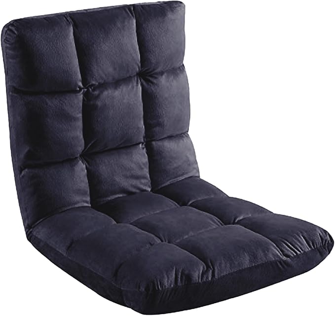 Indoor 5-Position Adjustable Floor Chair with Back Support Folding Padded Gaming Sofa Chair, Lounge Chair for Adults Video Gaming, Perfect for Meditation, Reading QL050-BK