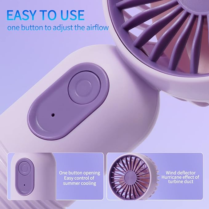 JODNO Mini Portable Fan 3 Pack, Cute Handheld Battery Operated Lightweight Small Personal Fan with 3 Speeds and USB Rechargeable Eyelash Fans for Women Men Office Outdoor Travel Camping