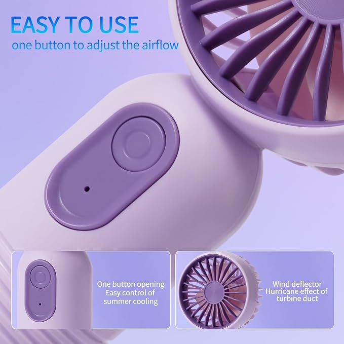 JODNO Mini Portable Fan 6 Pack, Cute Handheld Battery Operated Lightweight Small Personal Fans with 3 Speeds and USB Rechargeable Eyelash Fan for Women Men Office Outdoor Travel Camping