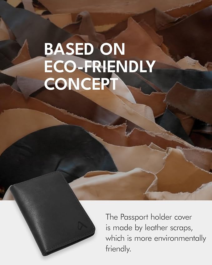 ALLIVE Passport Holder for Travel, Genuine Leather Passport Holder Women Men,Passport Cover,Travel Wallet Must Haves Airport Essentials Travel Gifts Black