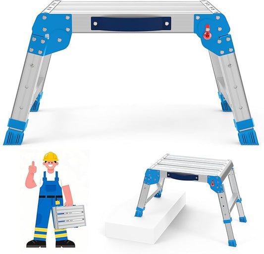 Work Platform 600 Lbs, Foldind Step Stool with One-Touch Automatic Fold, 3 Height Adjustment Step Platform, Perfect for RV Cleaning, Home Painting and Reaching High Places, Standard