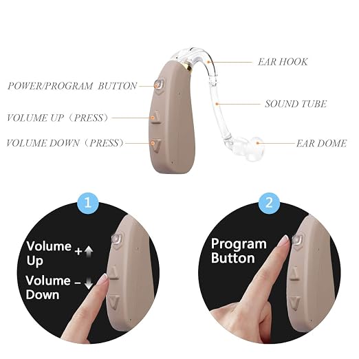 Banglijian Rechargeable Hearing Aid for Moderate to Severe Hearing Loss Ziv-206 for Seniors Adults with Noise Reduction Adaptive Feedback Cancellation-Two Types of Sound Tubes(One Unit)