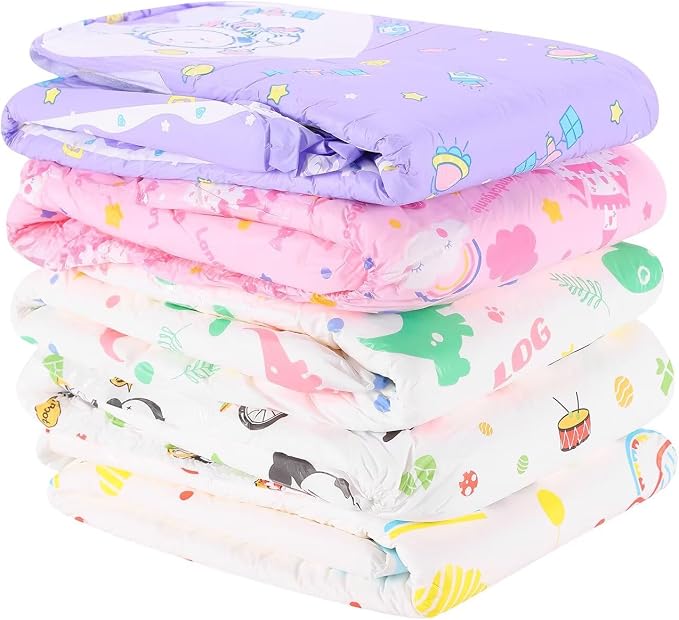 Landofgenie Adult Diapers Print Diaper 10 Count, 5 Patterns(M28-38) | 5000 mL Absorbency, Side Leak-Proof Barriers, Elastic Cuffs & Waistband