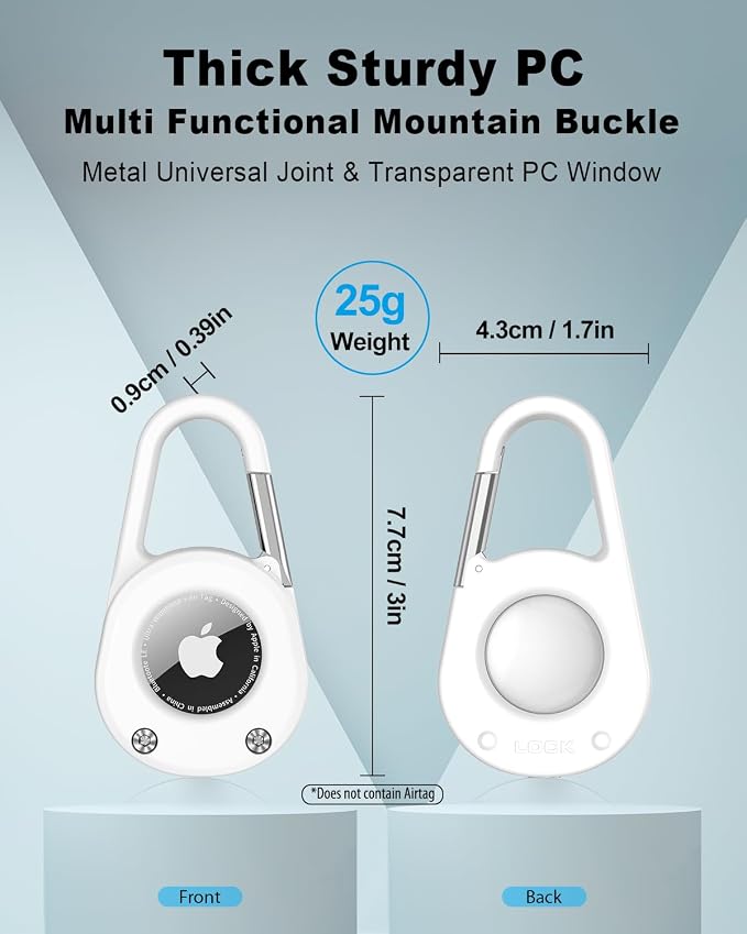 SCALLOP for AirTag (1st & 2nd Gen) Keychain with Carabiner,Thick Hard PC Air Tag Holder,IPX8 Waterproof,Secure Lock