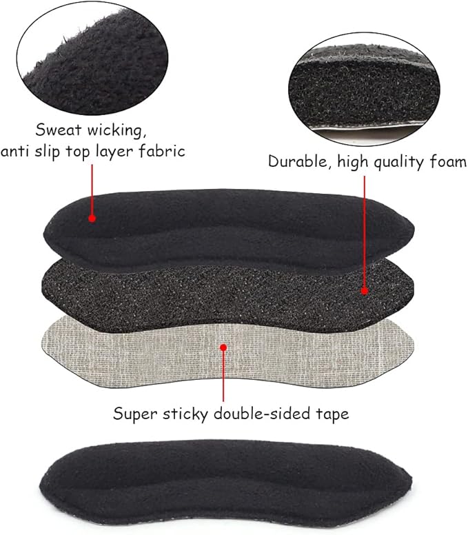 Dr. Foot’s Heel Grips for Kids and Women, Self-Adhesive Heel Cushion Inserts for Girls and Boys Prevent Heel Slipping, Rubbing, Blisters, Foot Pain - 4pairs (Beige+Black)