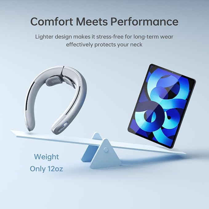 JISULIFE Neck Fan Pro Series - Upgraded 100-Speed Personal Wearable Fan | Equipped with Neck Brace, LED Display, 5000mAh Battery, Max 15H Runtime, Portable & Travel-Ready, Gifts for Women Men(Grey)