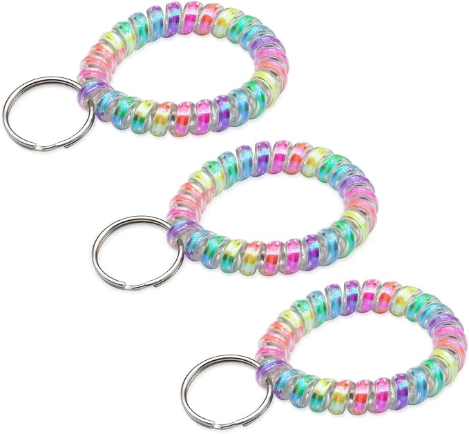 Spiral Coil Keychain, Anti-lost Key Chain Holder Lanyard Cord for Sauna Outdoor Sports and Gym Pool