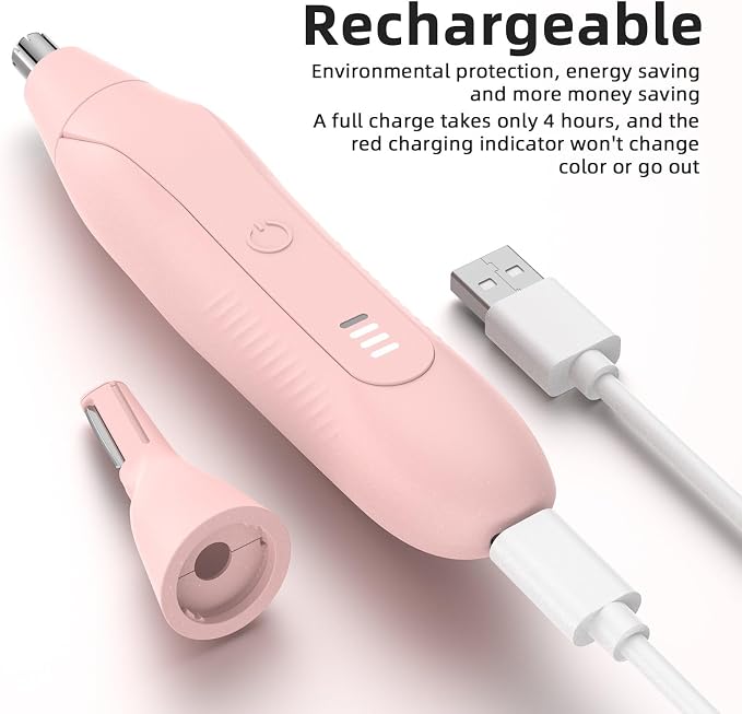 Nose Hair Trimmers for Men,Rechargeable Eyebrow Trimmer 2 in 1 Painless Multifunctional Ear and Nose Hair Trimmer with Dual Edge Blades Portable Design E4