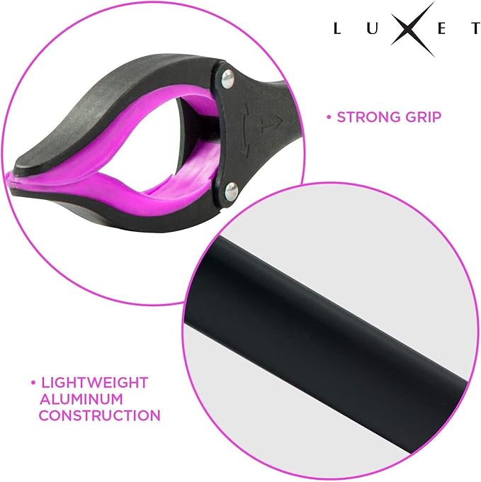 Grabber Reacher Tool - 2 Pack - Latest Version Long 19/32 Inch Foldable Pick Up Stick - Strong Grip Magnetic Tip Lightweight Trash Picker Claw Reacher Grabber Tool for Elderly Reaching, Luxet (Pink)